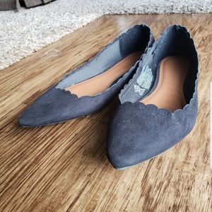 Old Navy Black Suede Scalloped Flats
